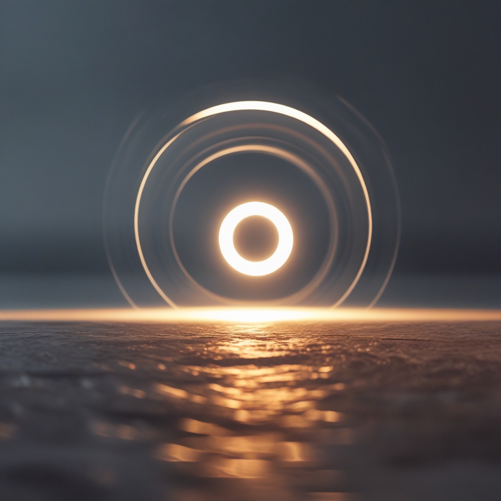 Abstract slow circular motion blur of a small light point on dark background, evoking gentle eye movement and orbital rotation, calm and meditative